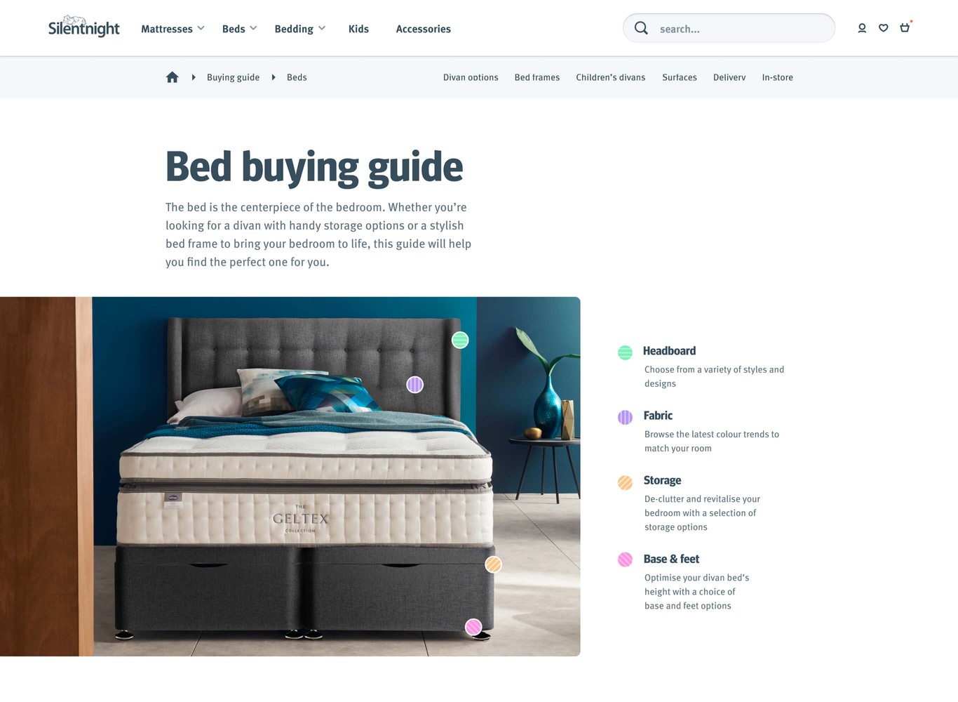The desktop version of the introduction for the mattresses buying guide.