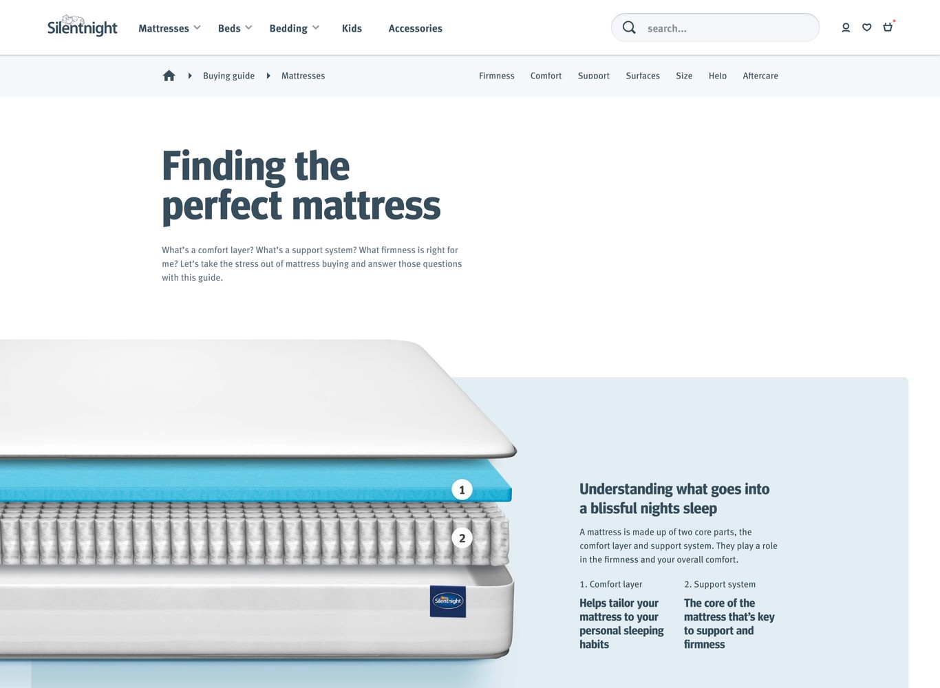 The desktop version of the introduction for the mattresses buying guide.