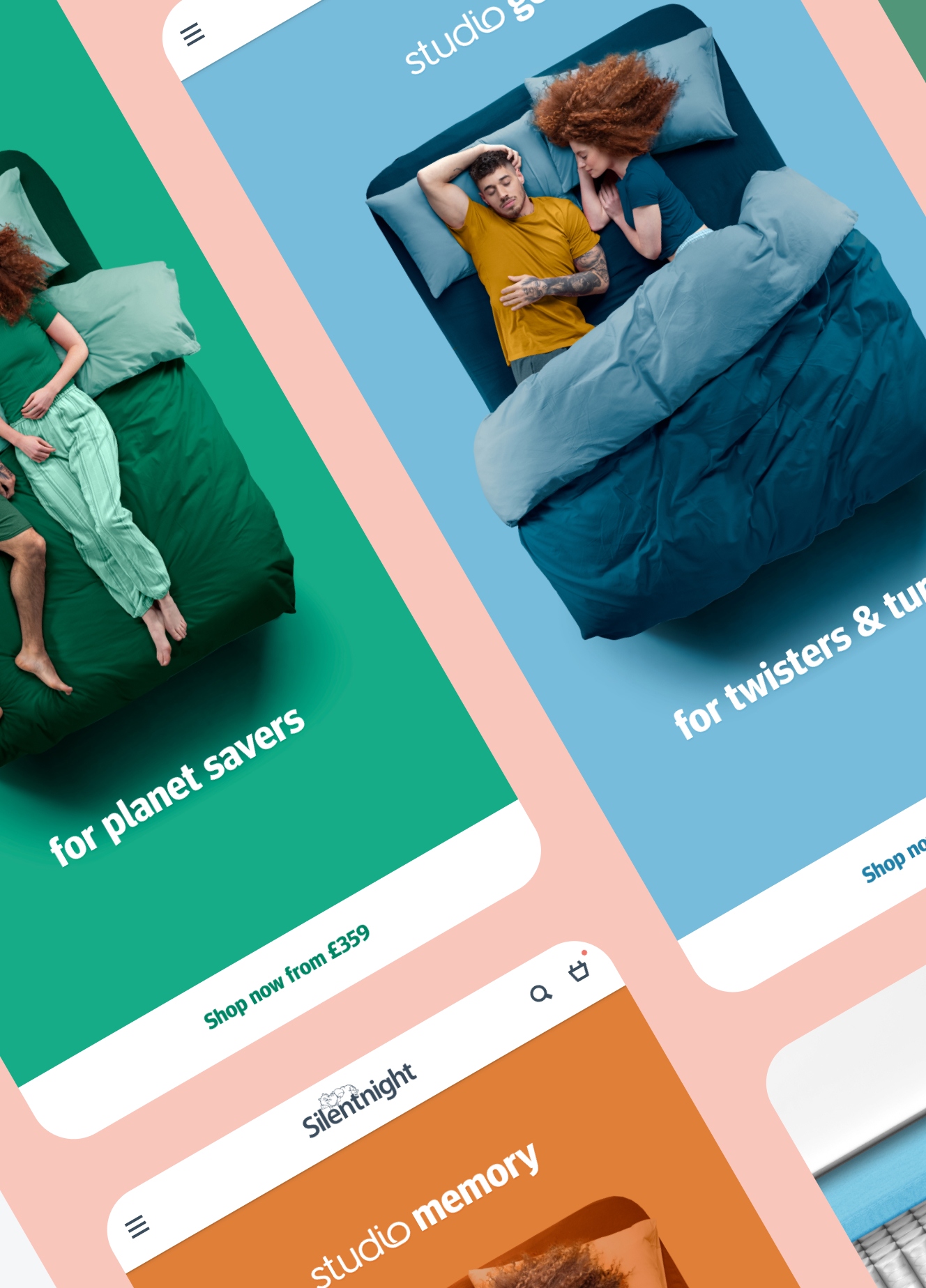 Stylish landing pages for a new mattress range