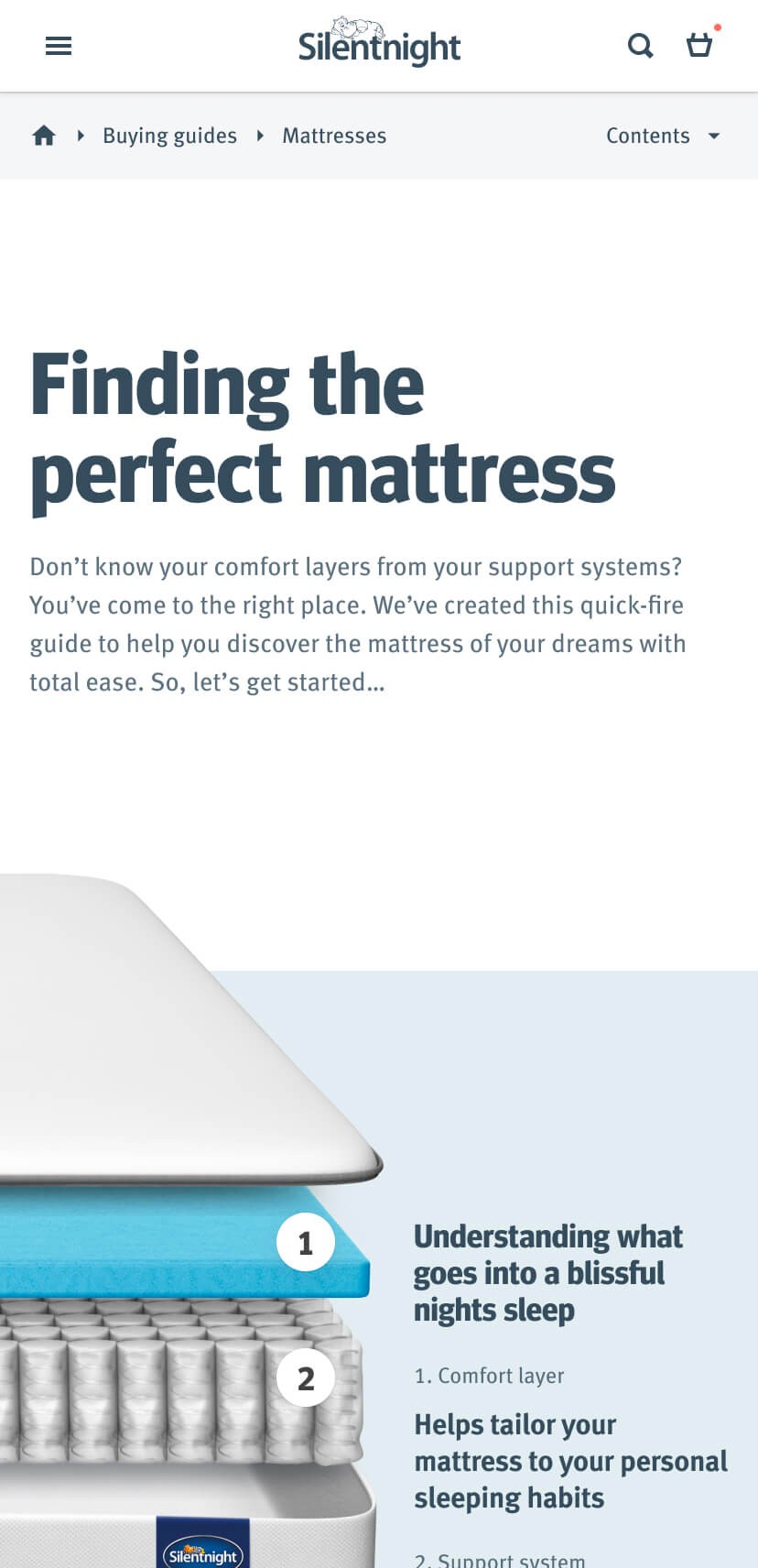 The mobile version of the introduction for the mattresses buying guide.